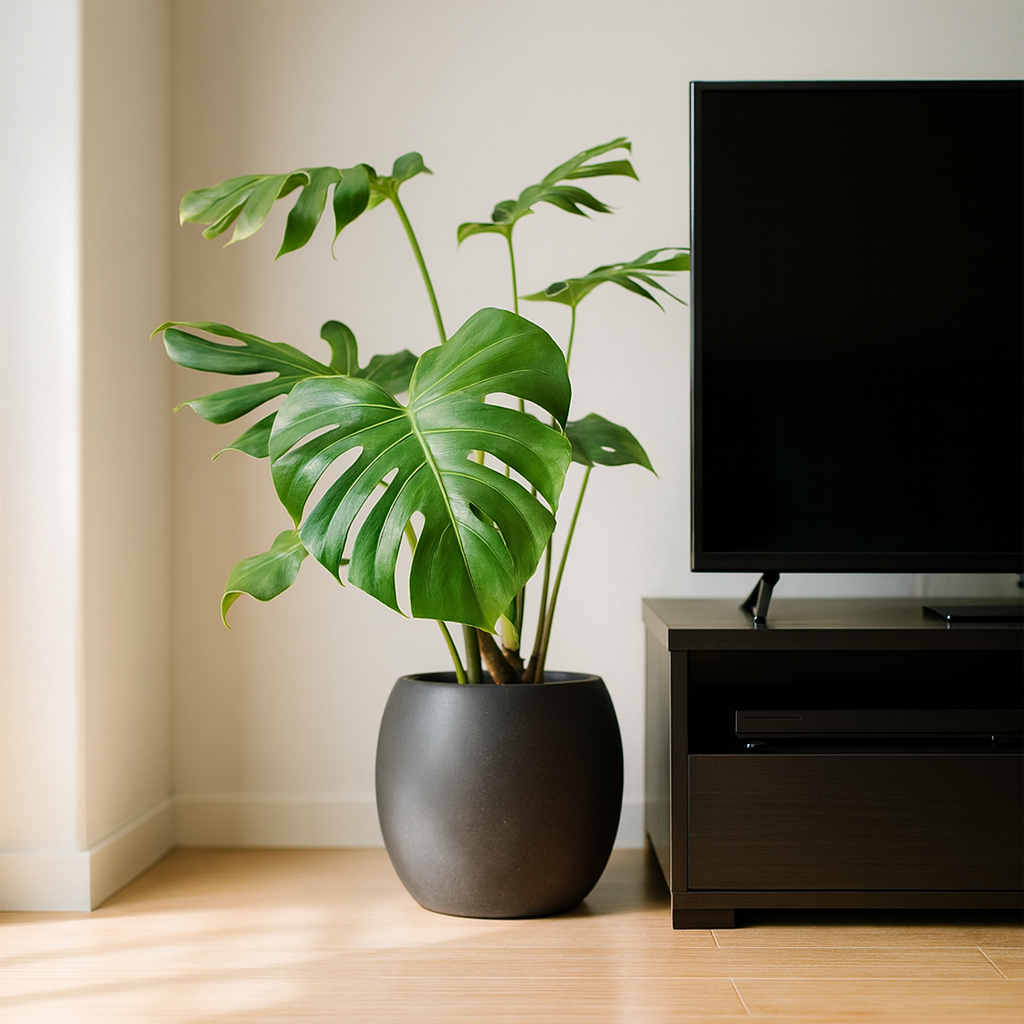 モンステラ黒の丸陶器2