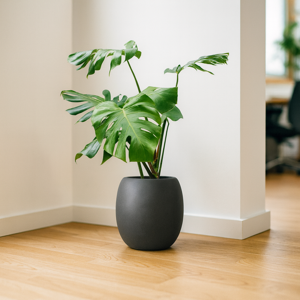 モンステラ黒の丸陶器4